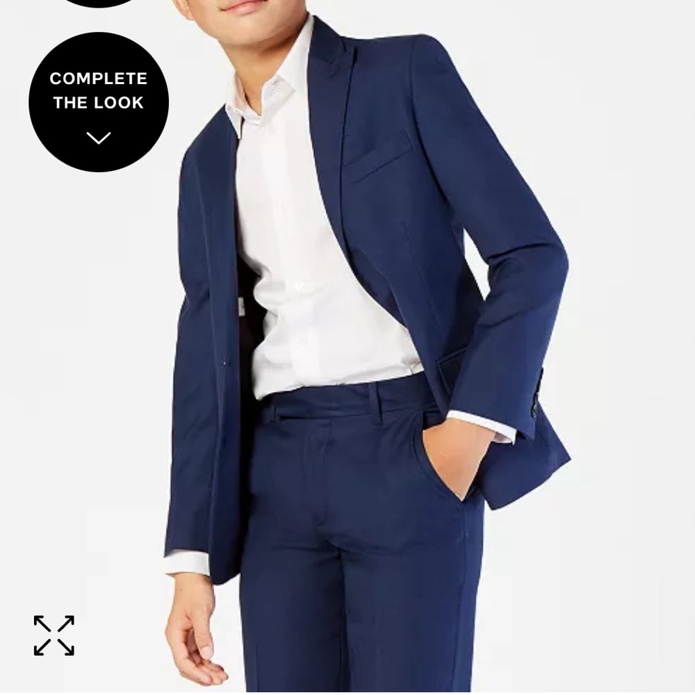 Boys Calvin Klein Suit size 12/14 + checkered Button Down Shirt
